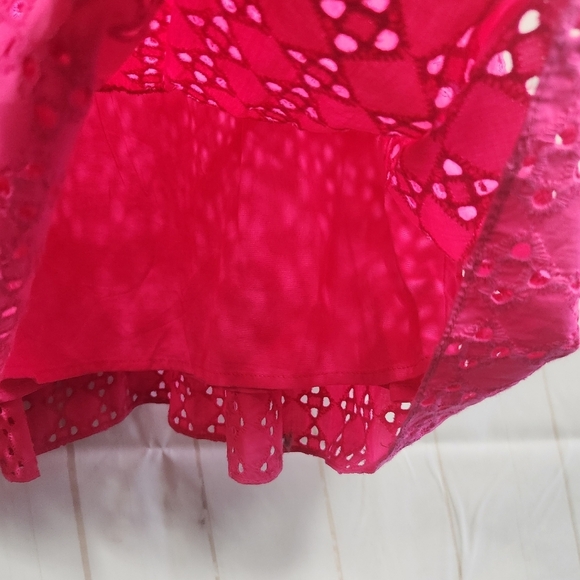 Tuckernuck Hyacinth House Tryall Preppy Eyelet Lace Ruffle Midi Dress Hot Pink S - Picture 11 of 15